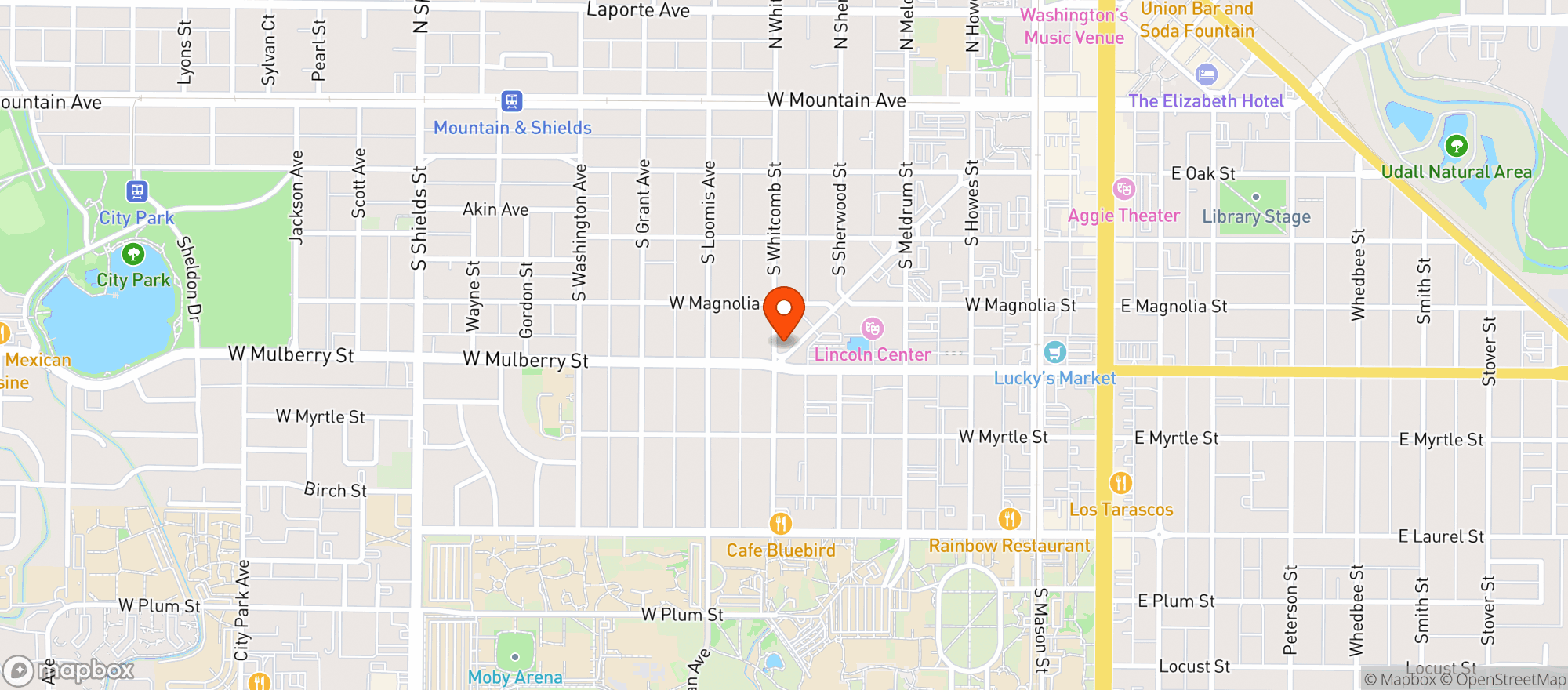 Map showing Aggie Liquors