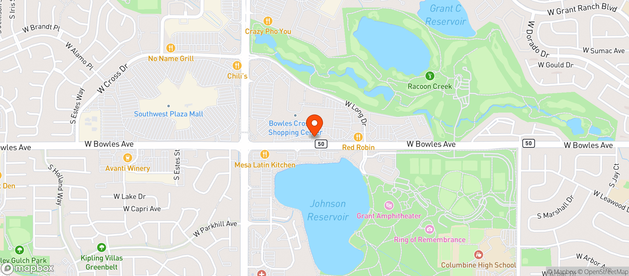 Map showing The 303 Sports Grill