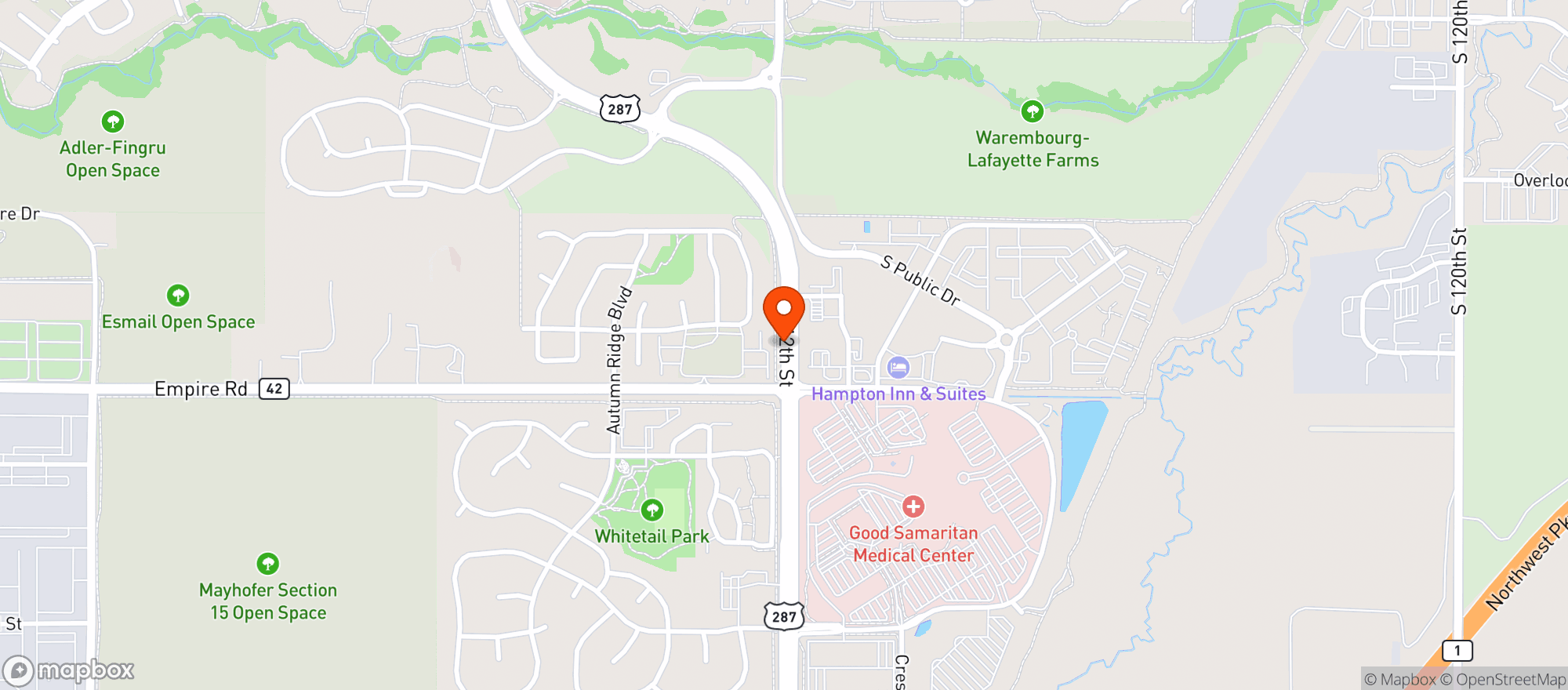 Map showing Walmart 1045