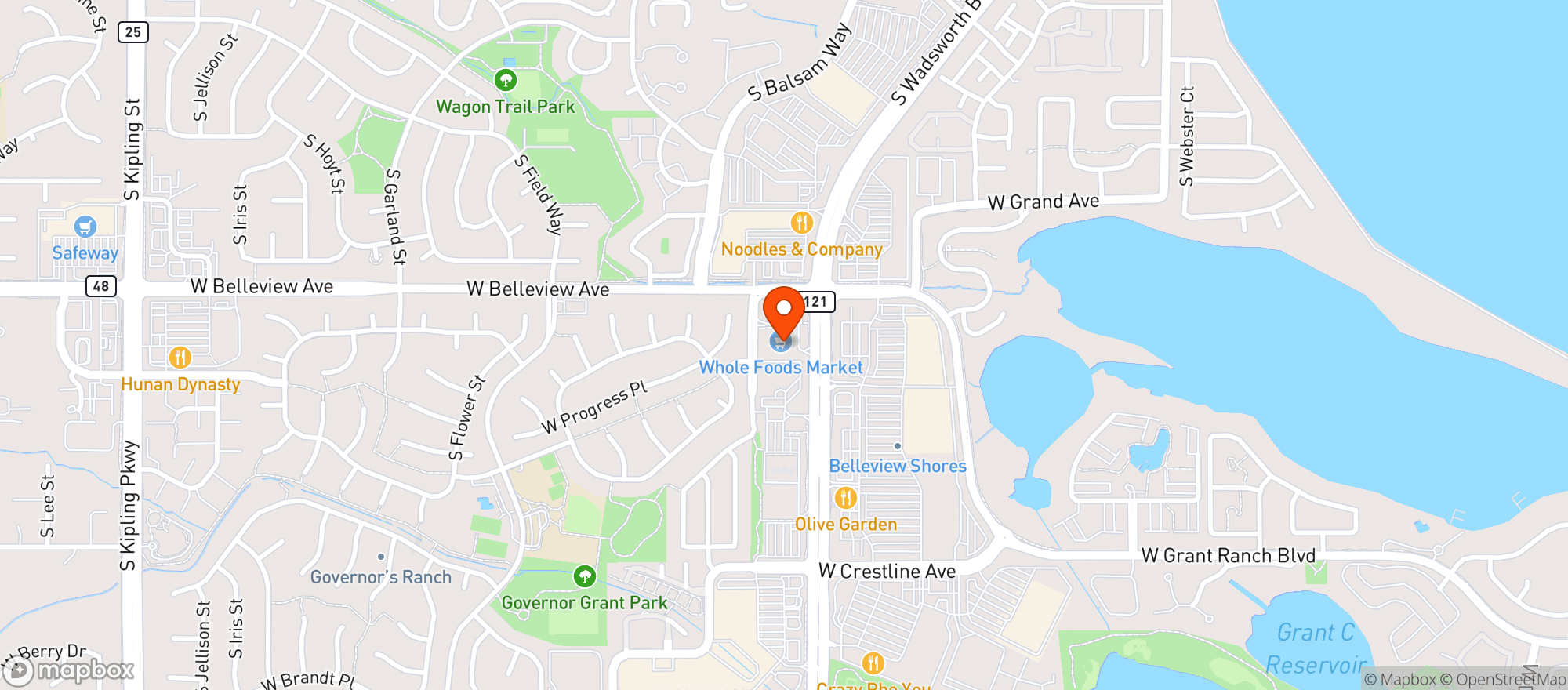 Map showing Whole Foods - Governors Ranch