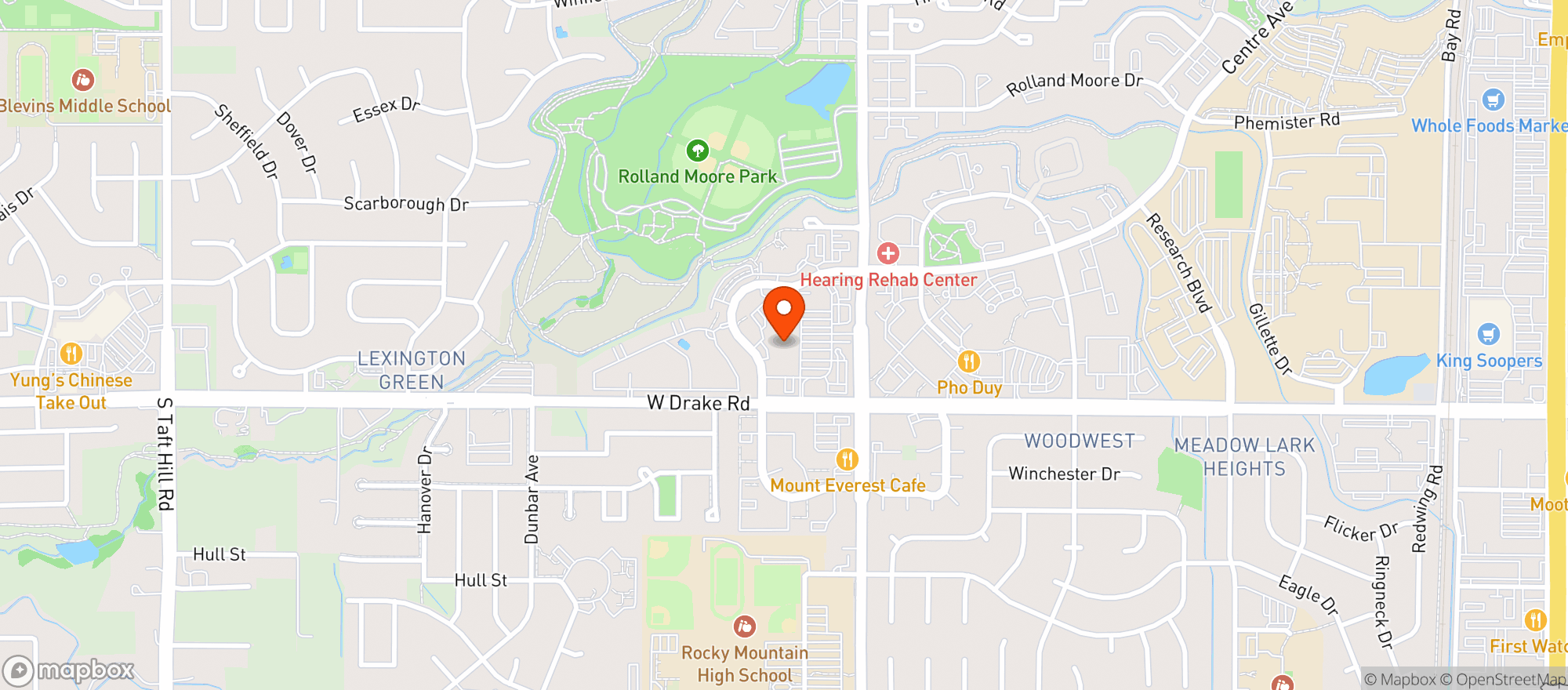 Map showing The Cafe Raintree Athletic Club