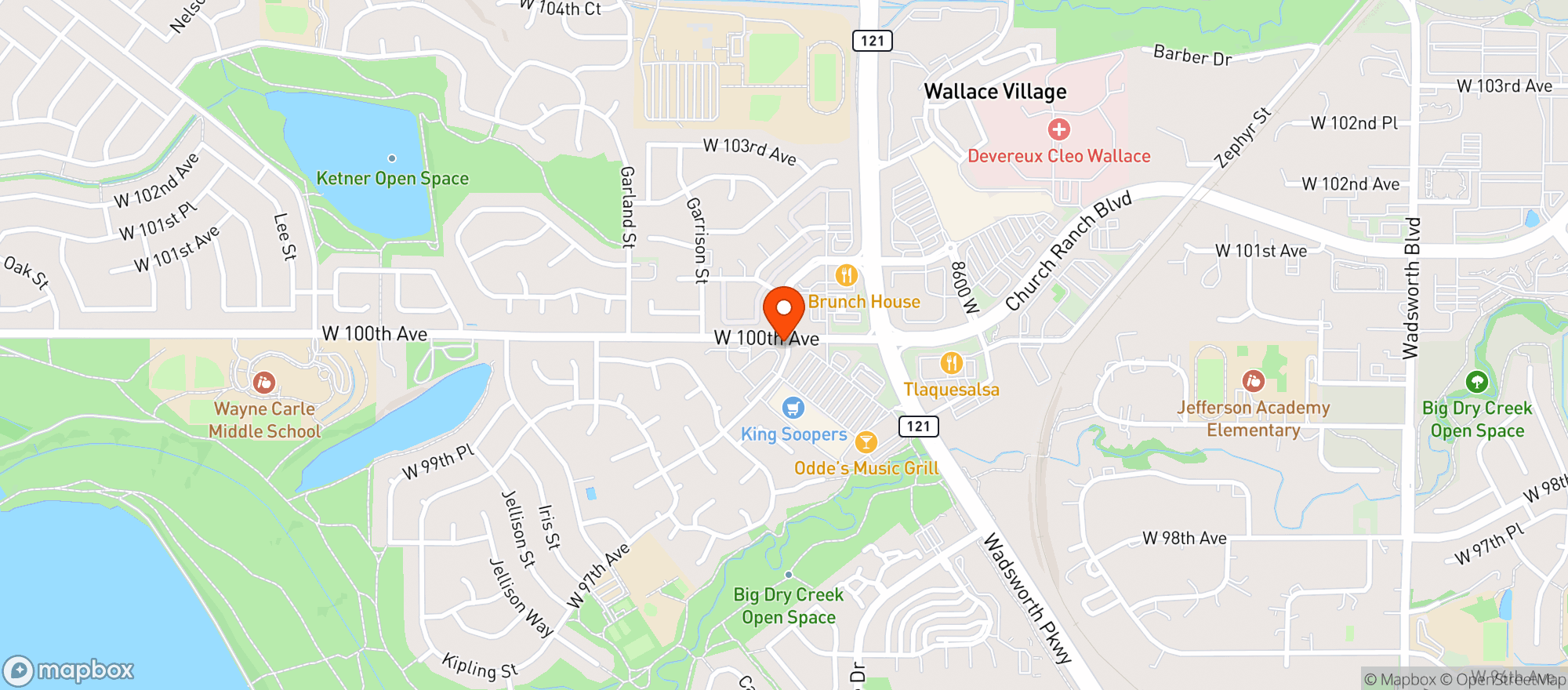 Map showing Gs Burrito Grill