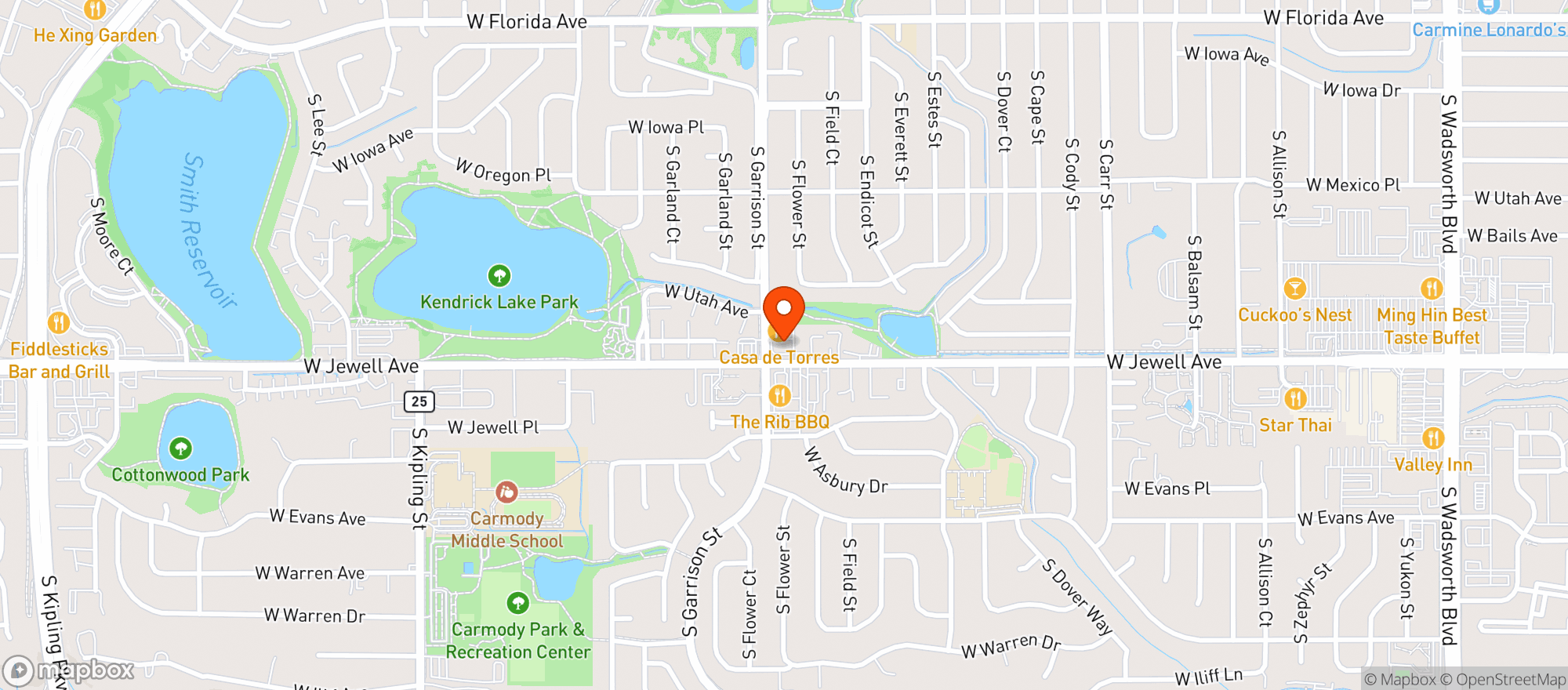 Map showing Lakewood Liquors