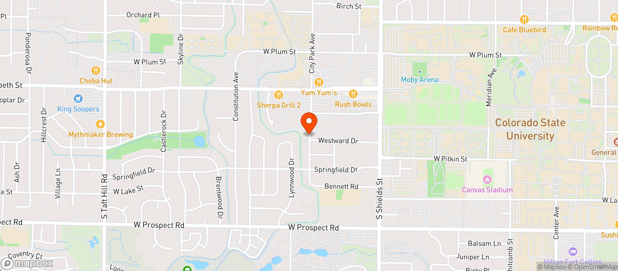 Map showing Campus West Liquors Depot