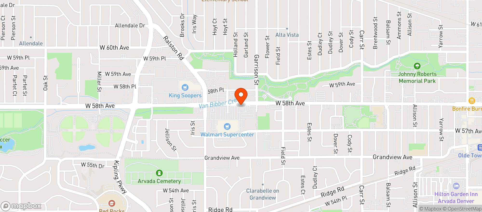 Map showing Arvada Beer Garden