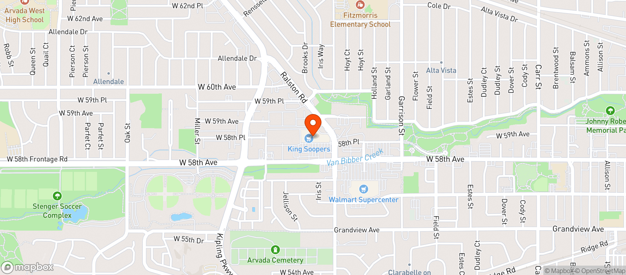 Map showing King Soopers