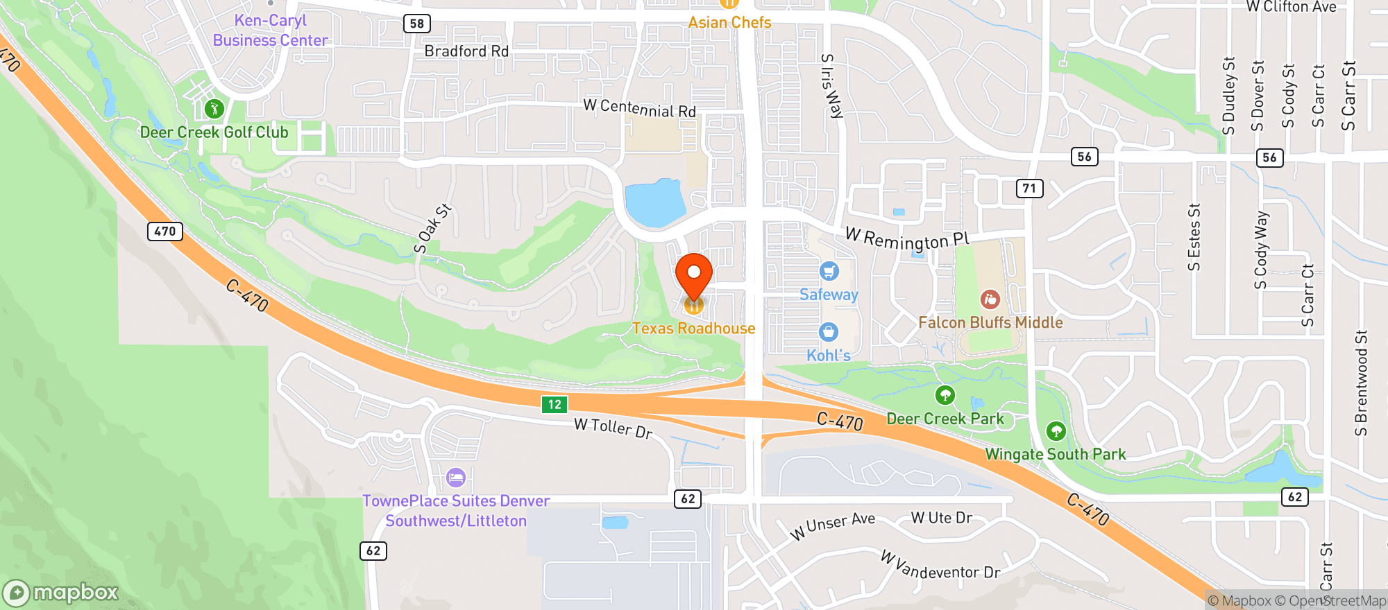 Map showing Texas Roadhouse