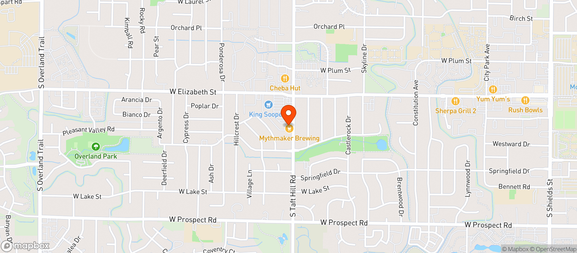 Map showing Mythmaker Brewing