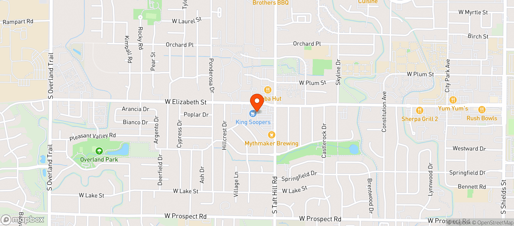 Map showing King Soopers