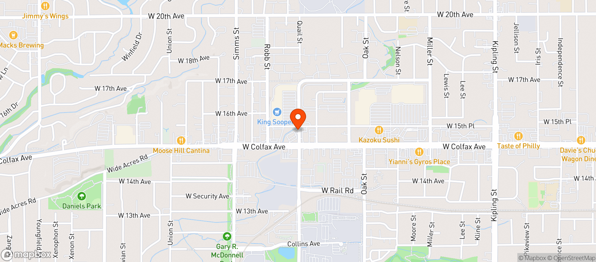 Map showing King Soopers