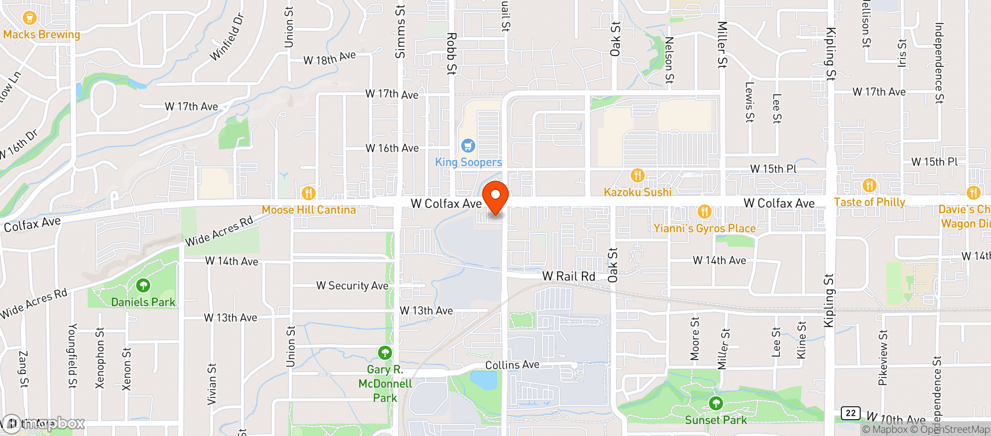 Map showing Philnor Liquors