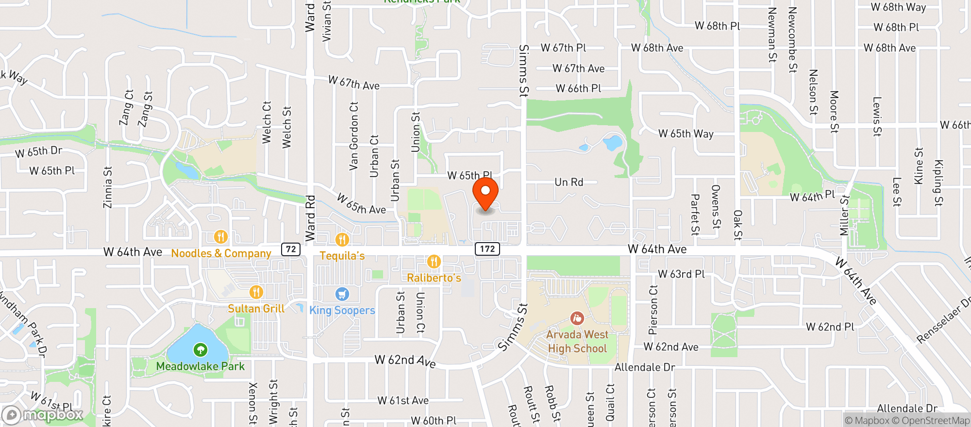 Map showing Mile High Billiards