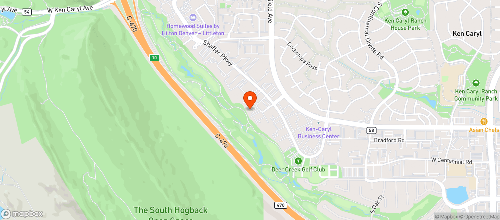 Map showing Ken Caryl Vista By Wedgewood Weddings