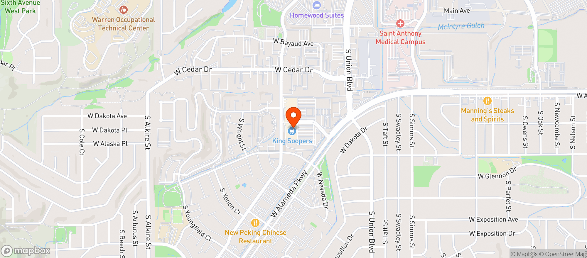 Map showing Kroger King Soopers