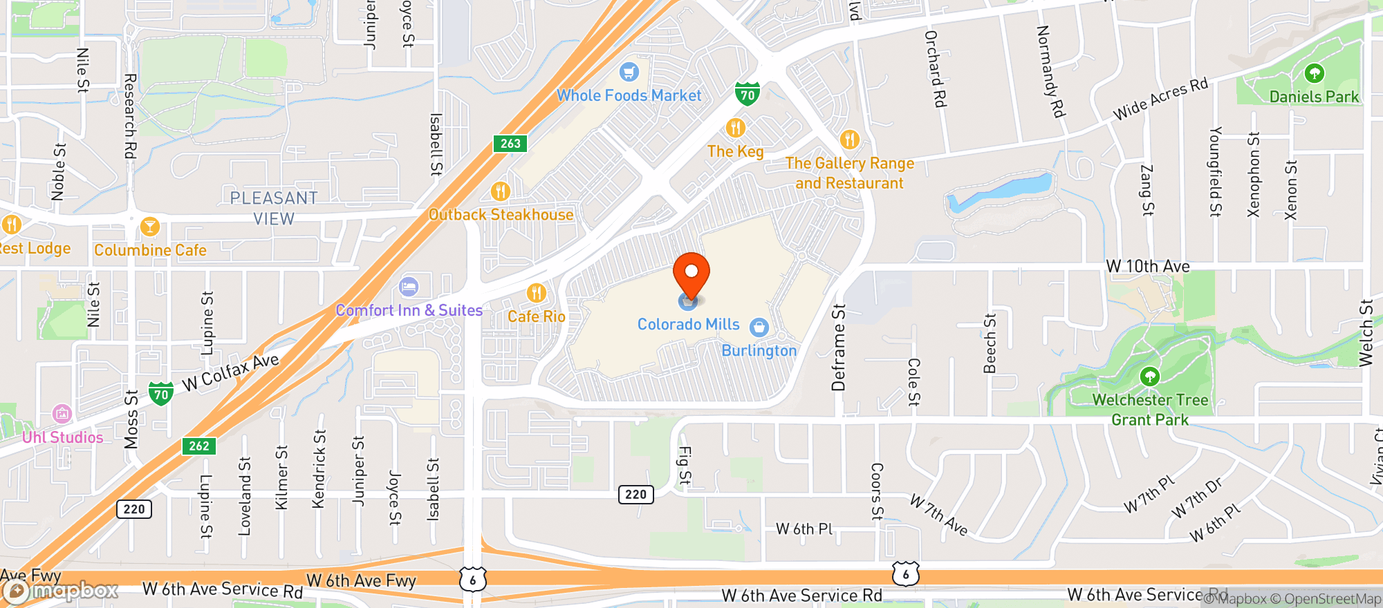 Map showing Target - Denver West