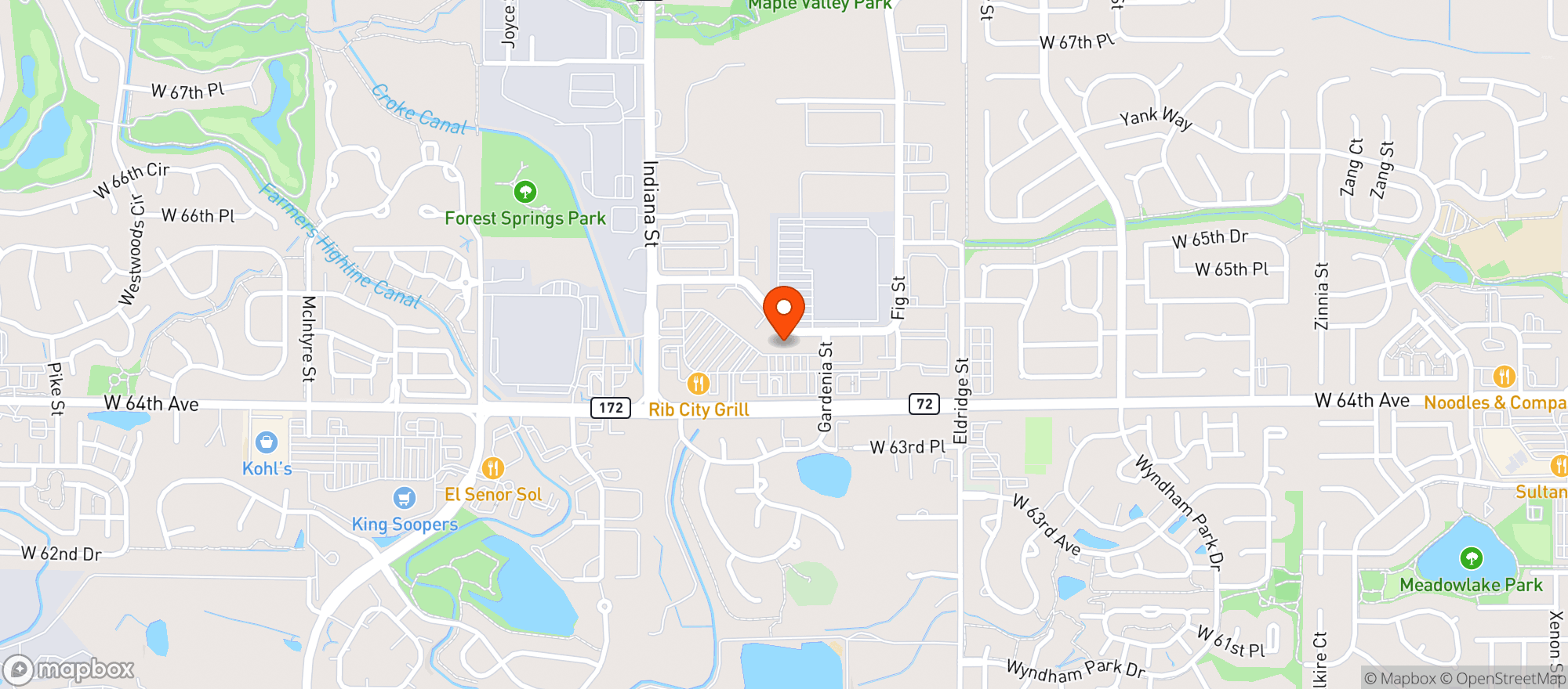 Map showing Malones Clubhouse Grill