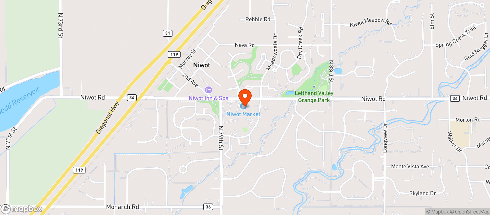 Map showing Niwot Market