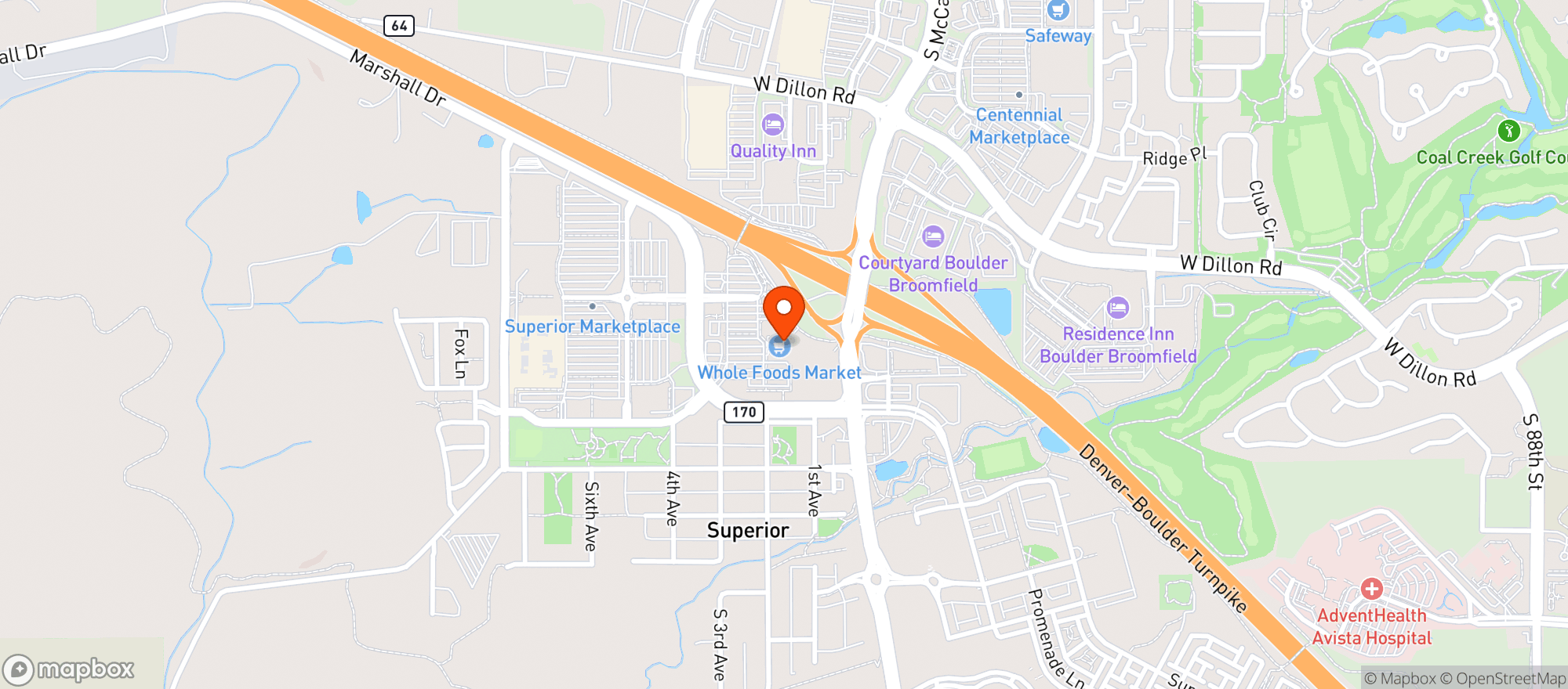 Map showing Whole Foods Market - Superior