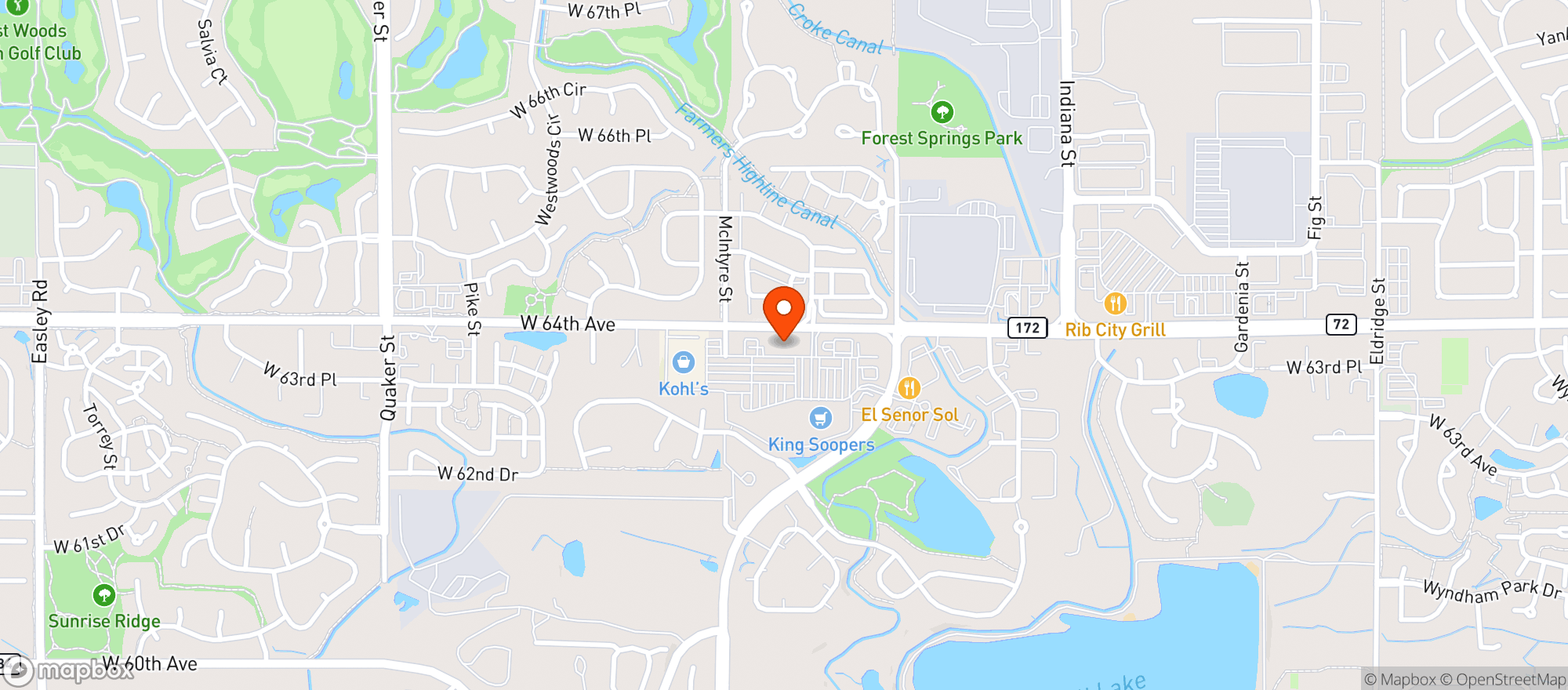 Map showing MILE HIGH WINE CELLARS