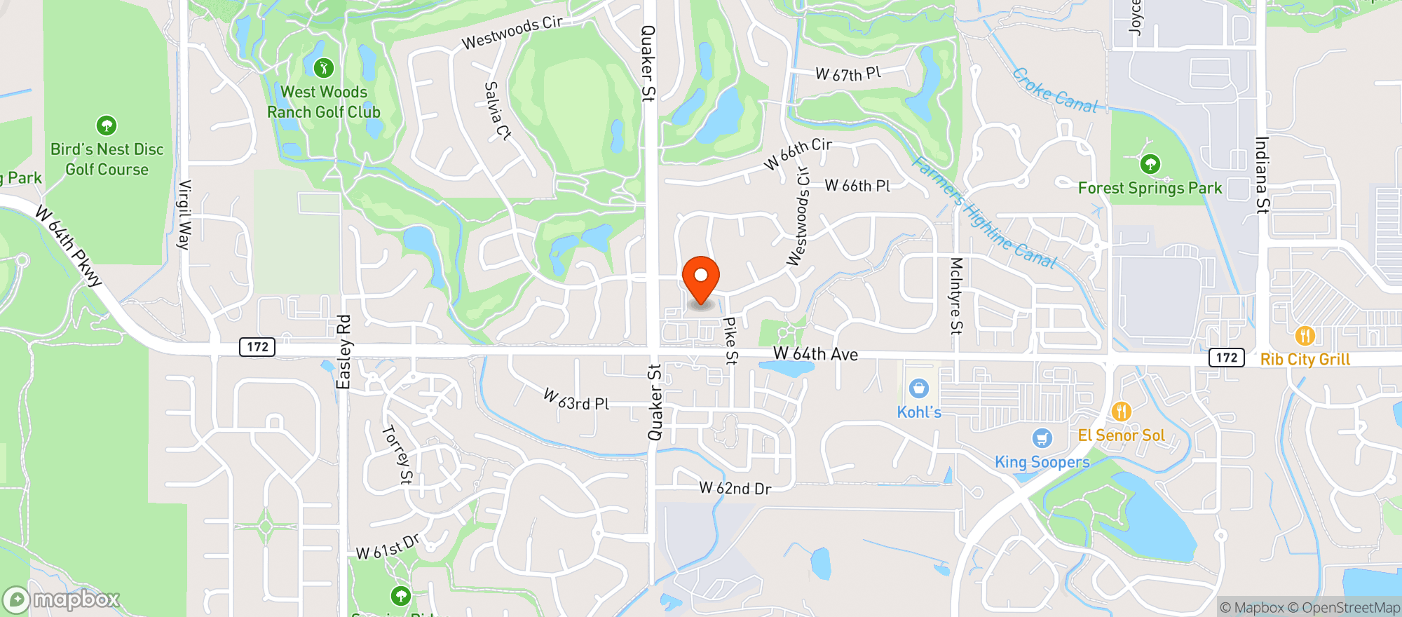 Map showing West Woods Wine & Spirits