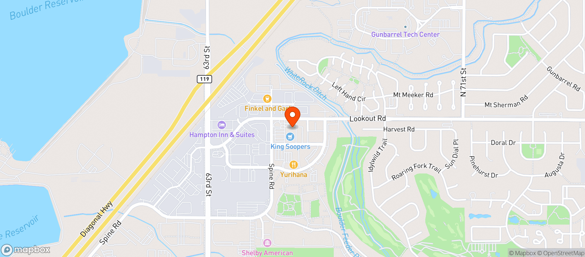 Map showing Gunbarrel Liquor