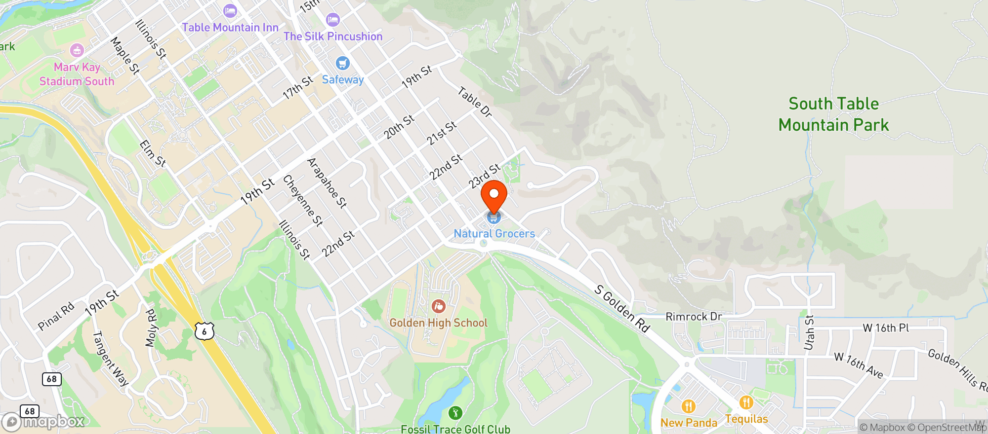 Map showing Natural Grocers (Golden)