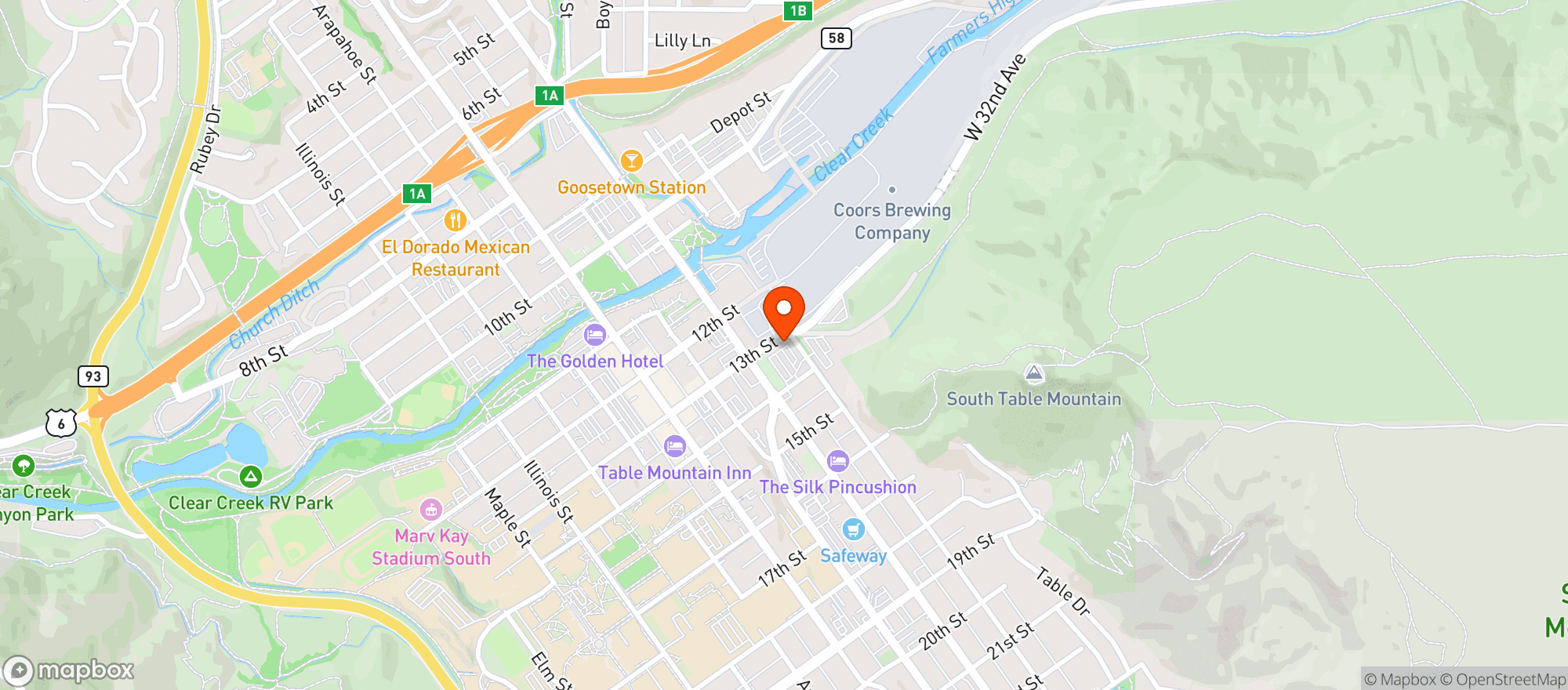 Map showing Coors Brewing Company