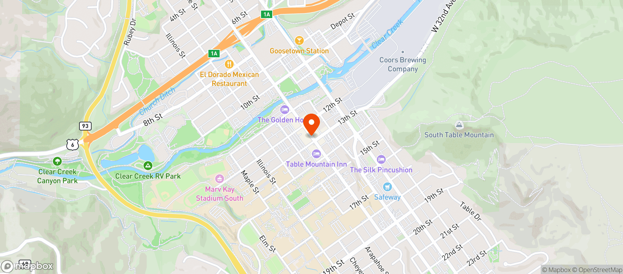 Map showing Ace High Tavern