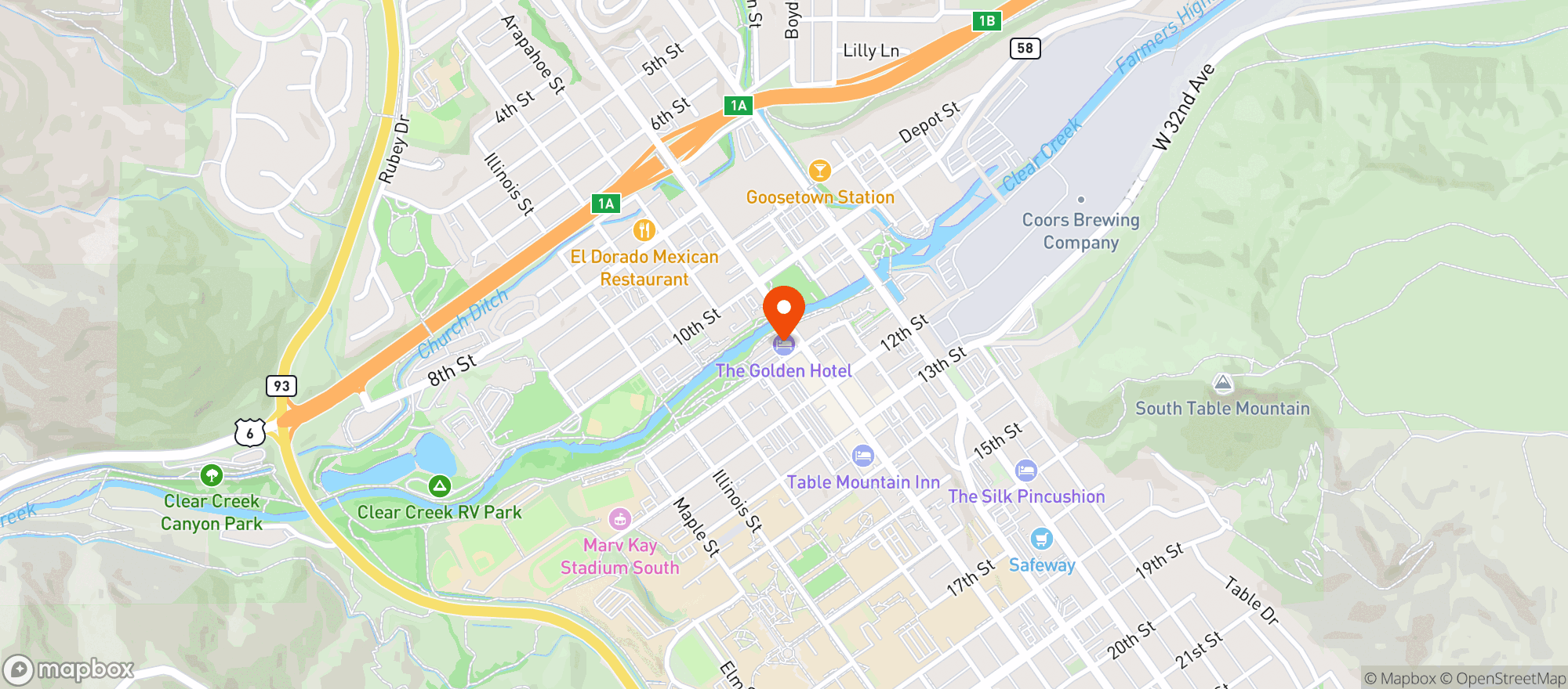 Map showing The Golden Hotel