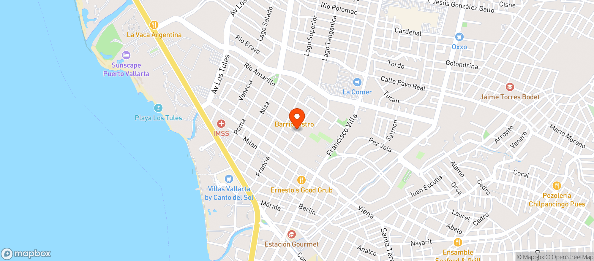 Map showing Abulón Antojeria Del Mar