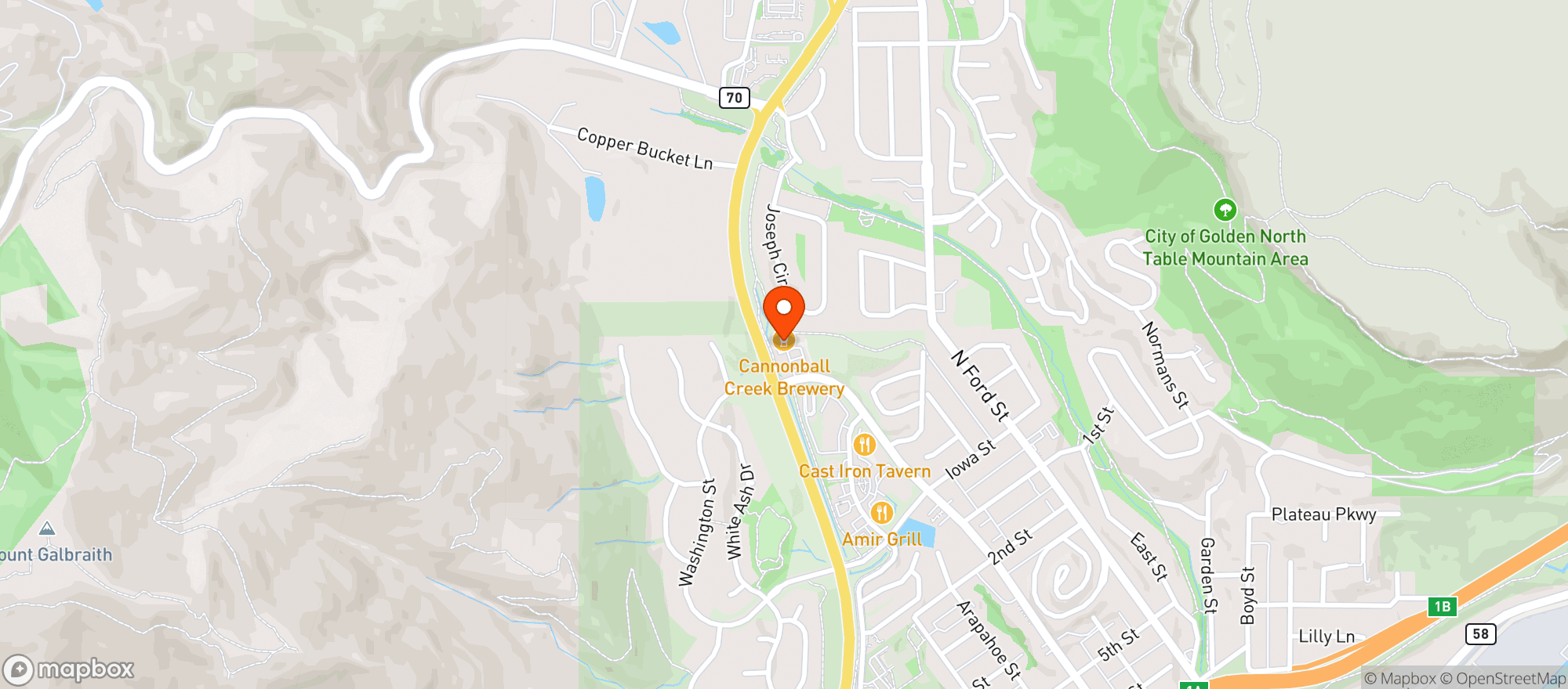 Map showing Cannonball Creek Brewing Company