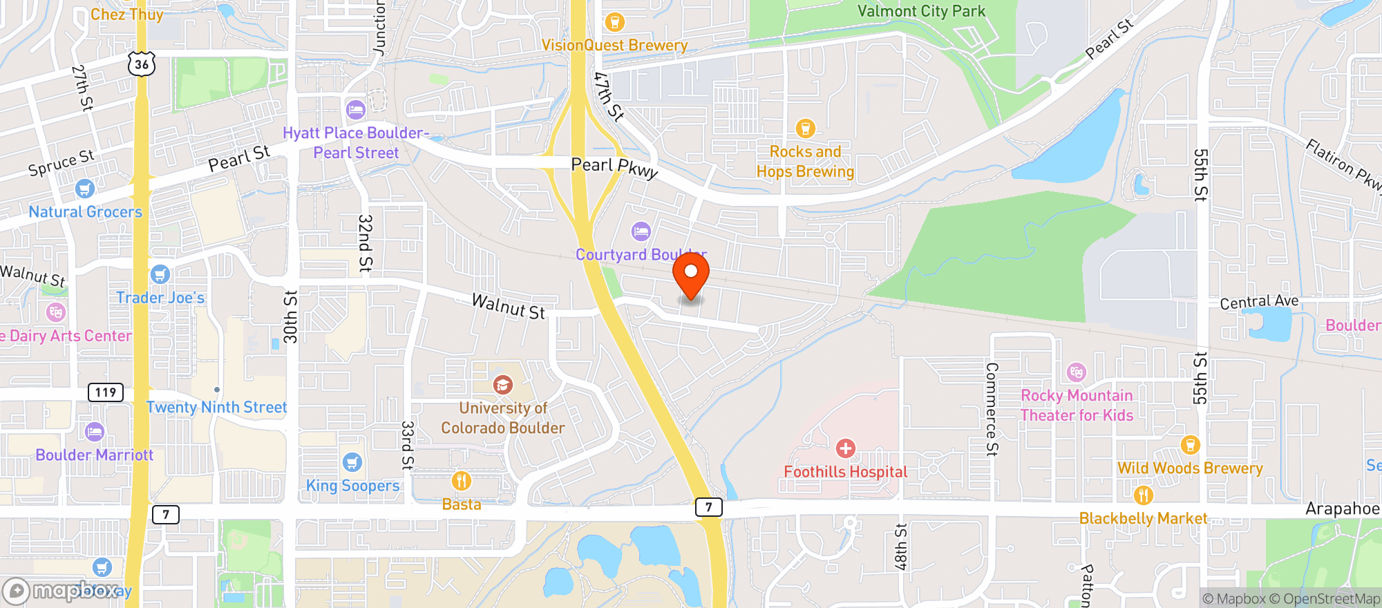Map showing Door Dash