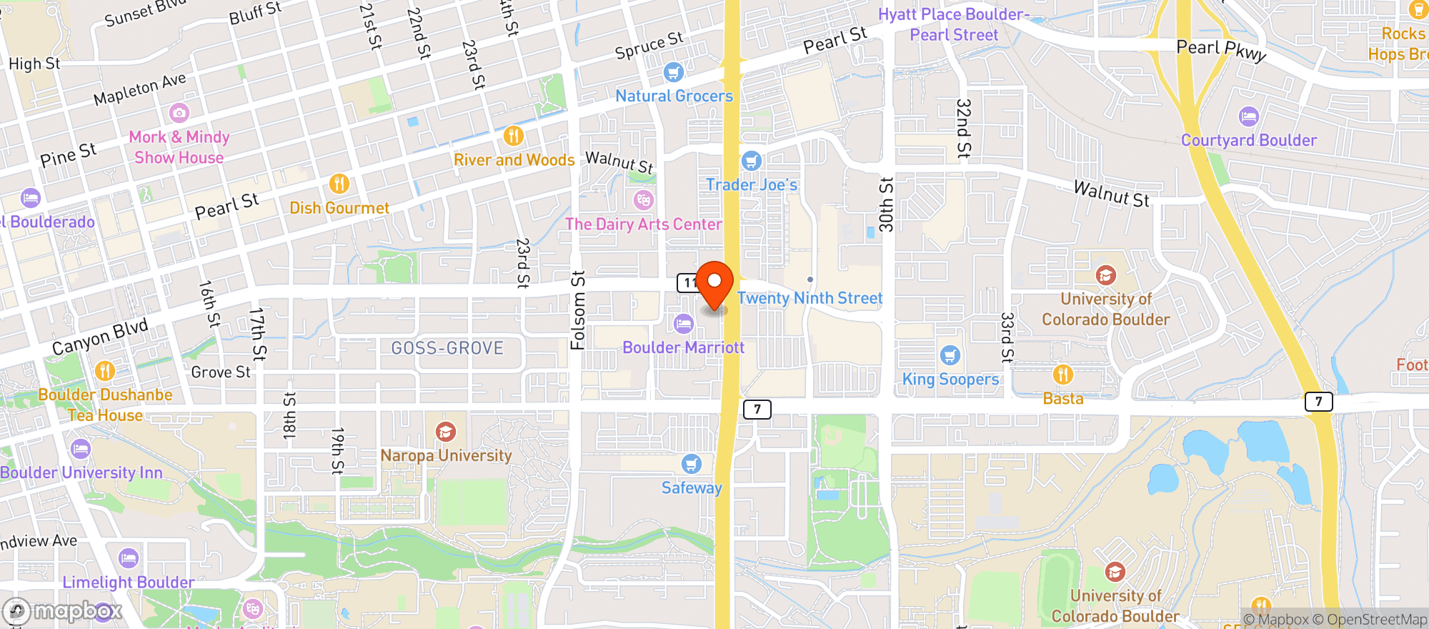 Map showing World Market Boulder