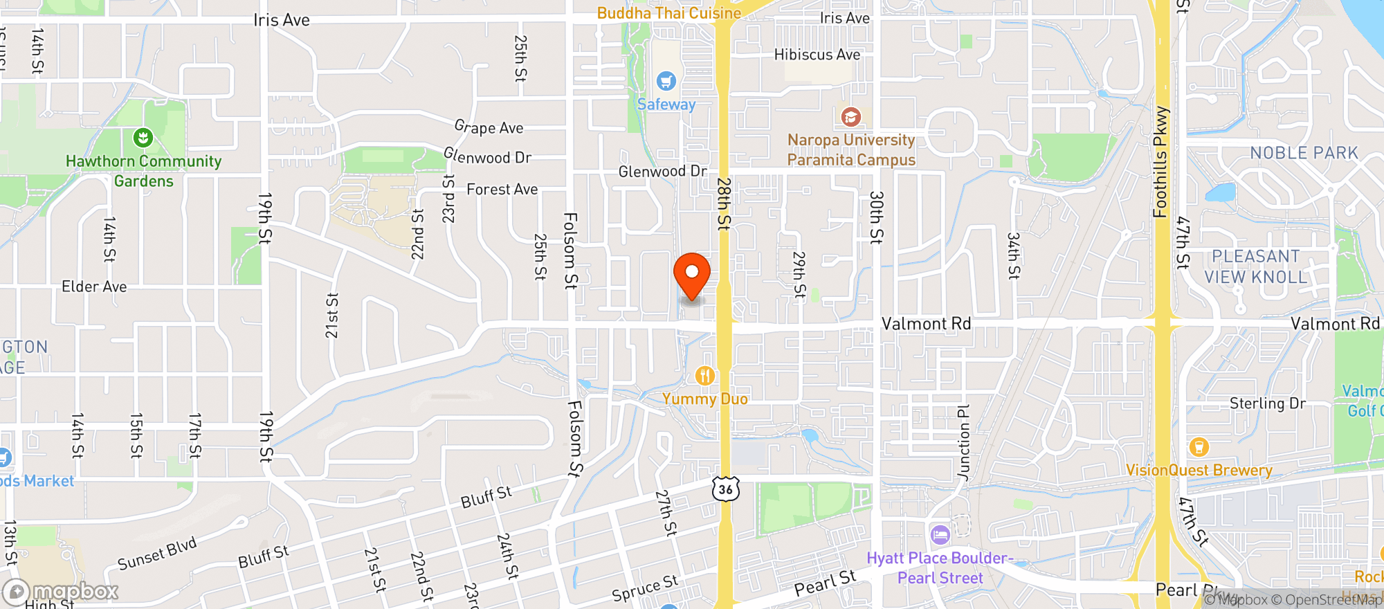 Map showing Boulder Food Park - Rayback