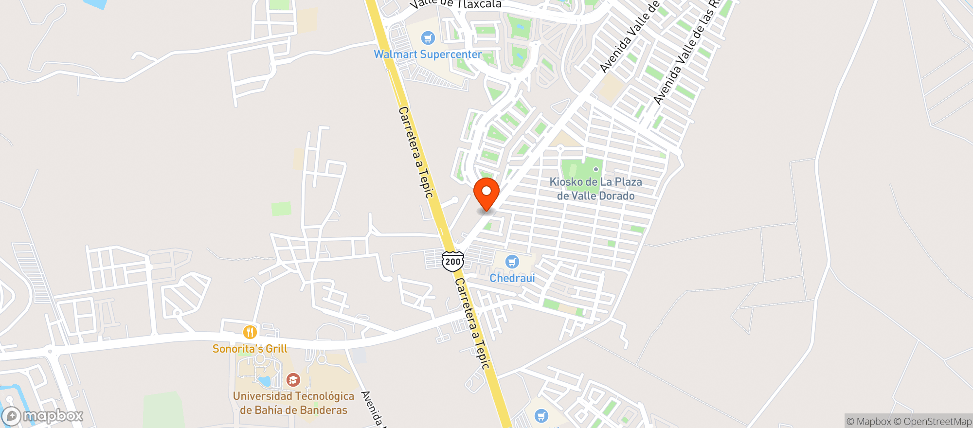 Map showing Oxxo