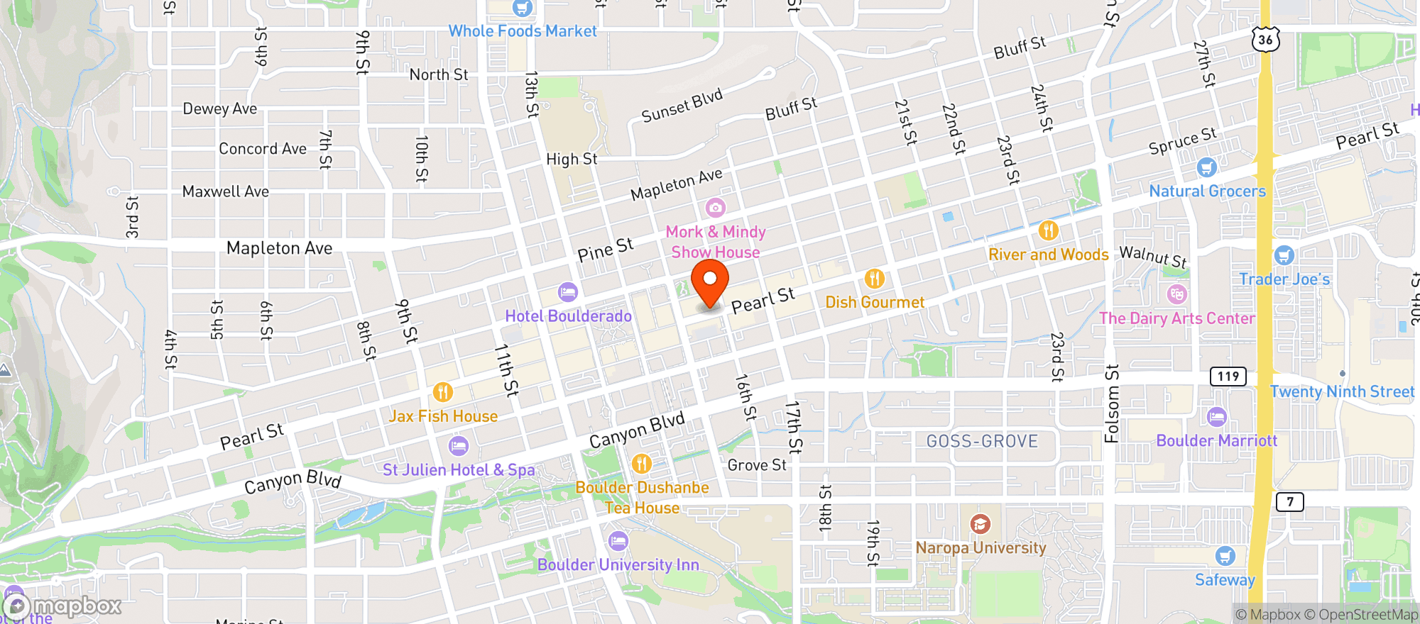 Map showing Mountain Sun Pub & Brewery