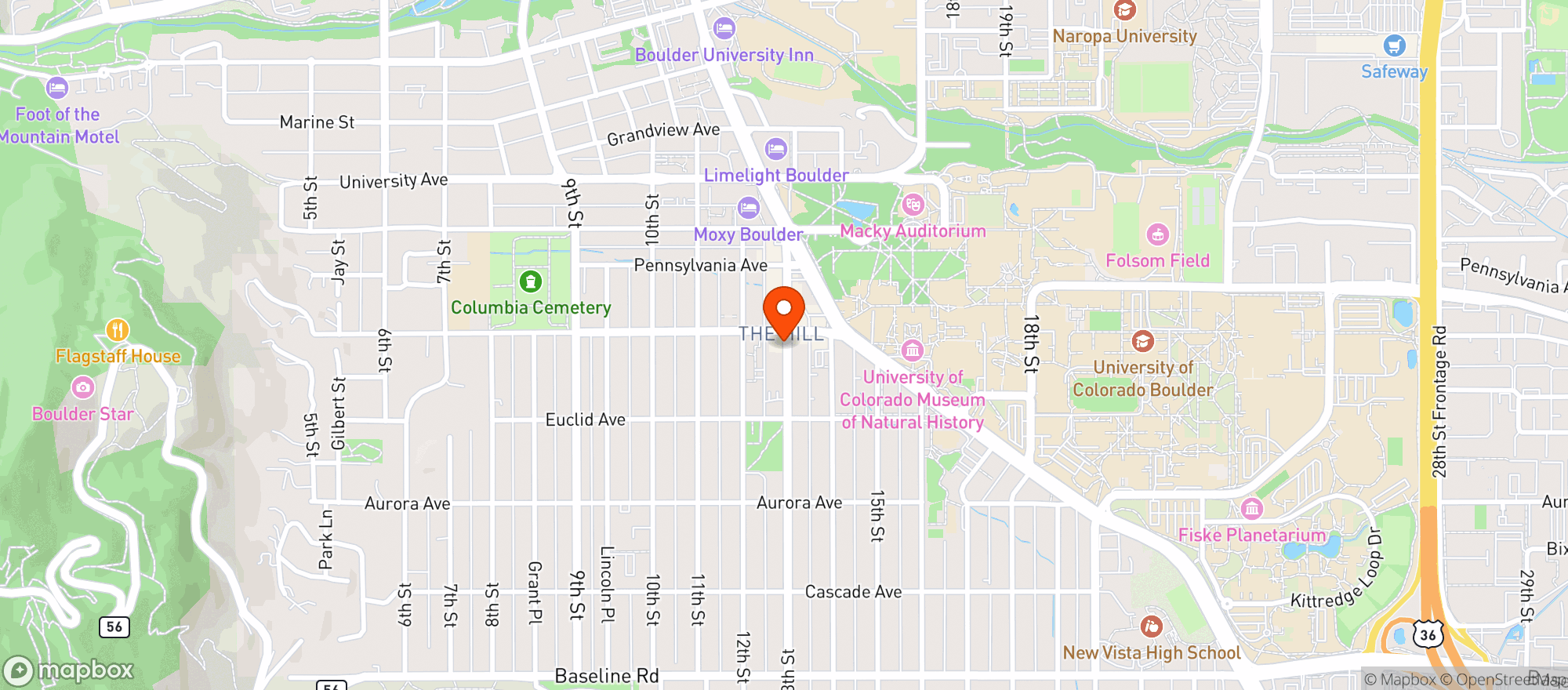 Map showing Rose Hill Wine & Spirits
