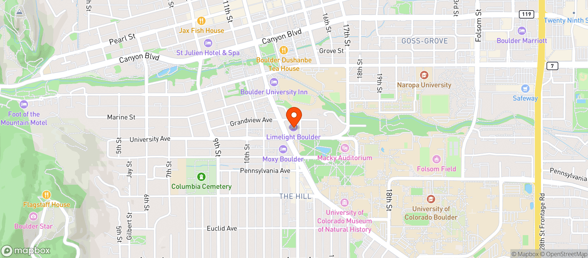 Map showing Limelight Boulder