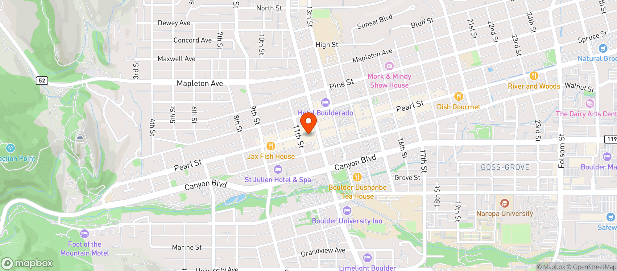 Map showing Rosetta Hall