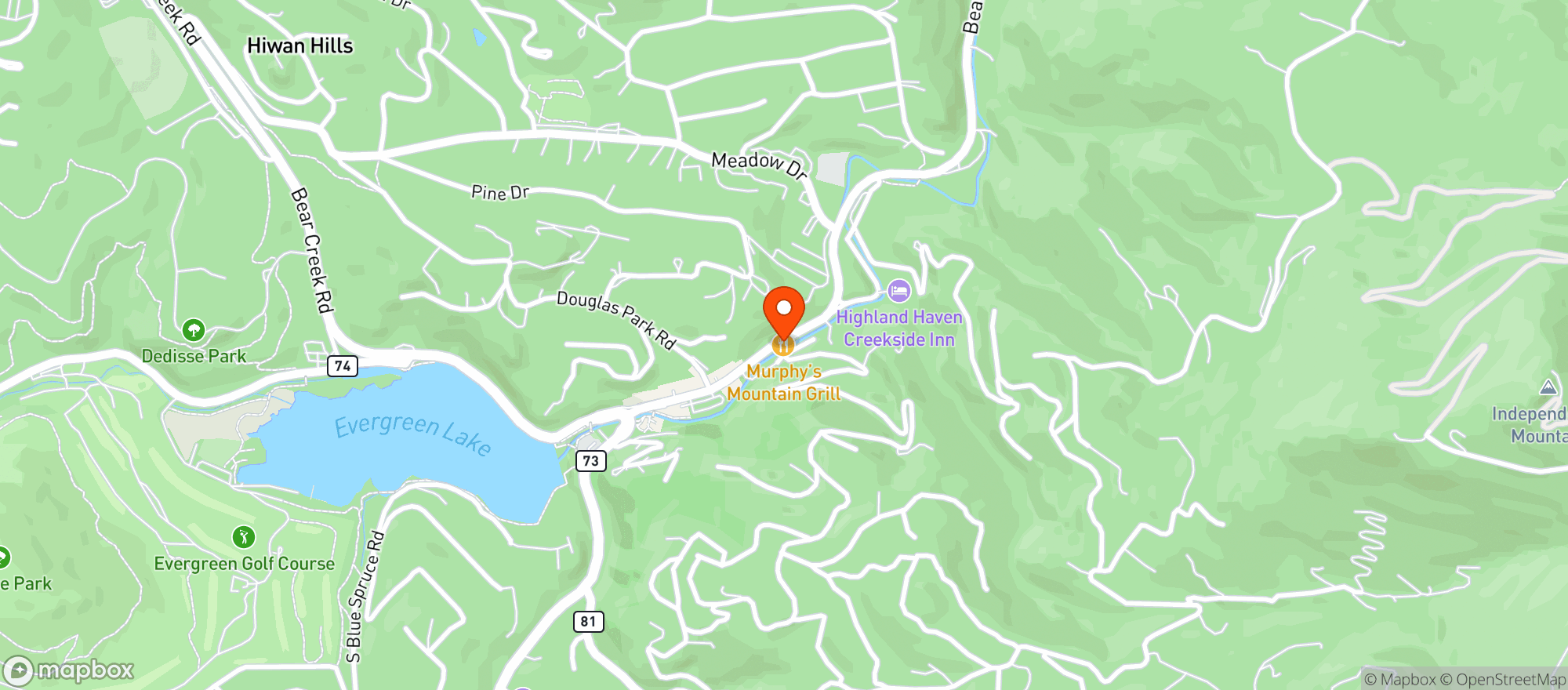 Map showing Murphys Mountain Grill