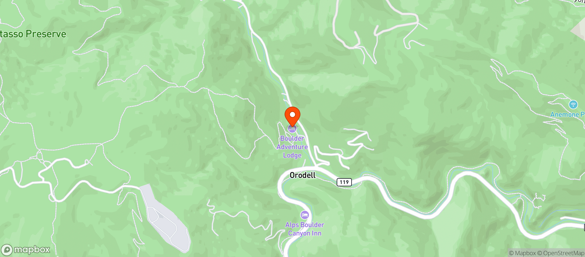 Map showing Boulder [A]dventure Lodge