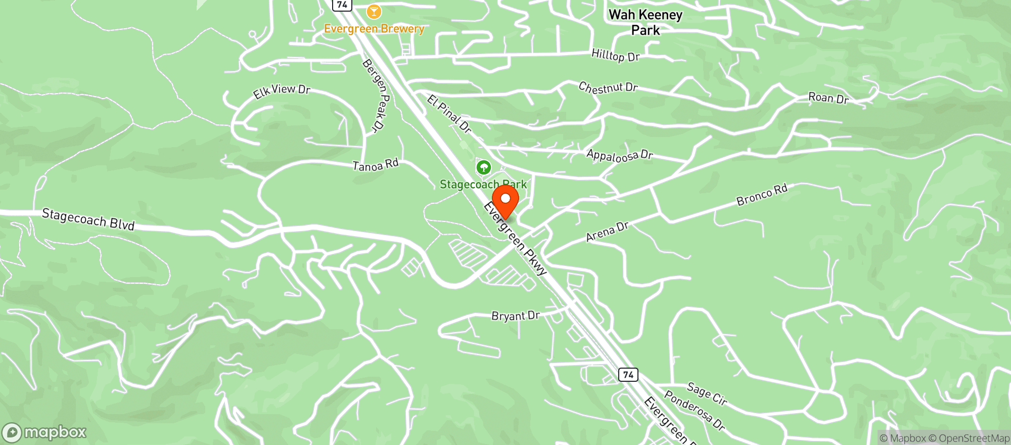 Map showing Evergreen Brewery