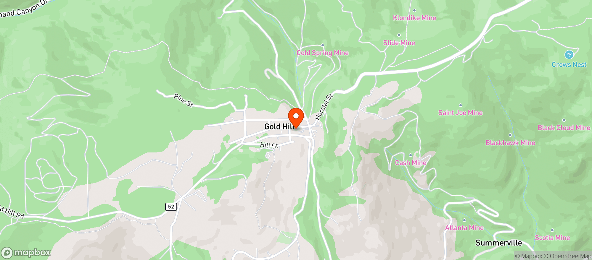 Map showing Gold Hill Inn