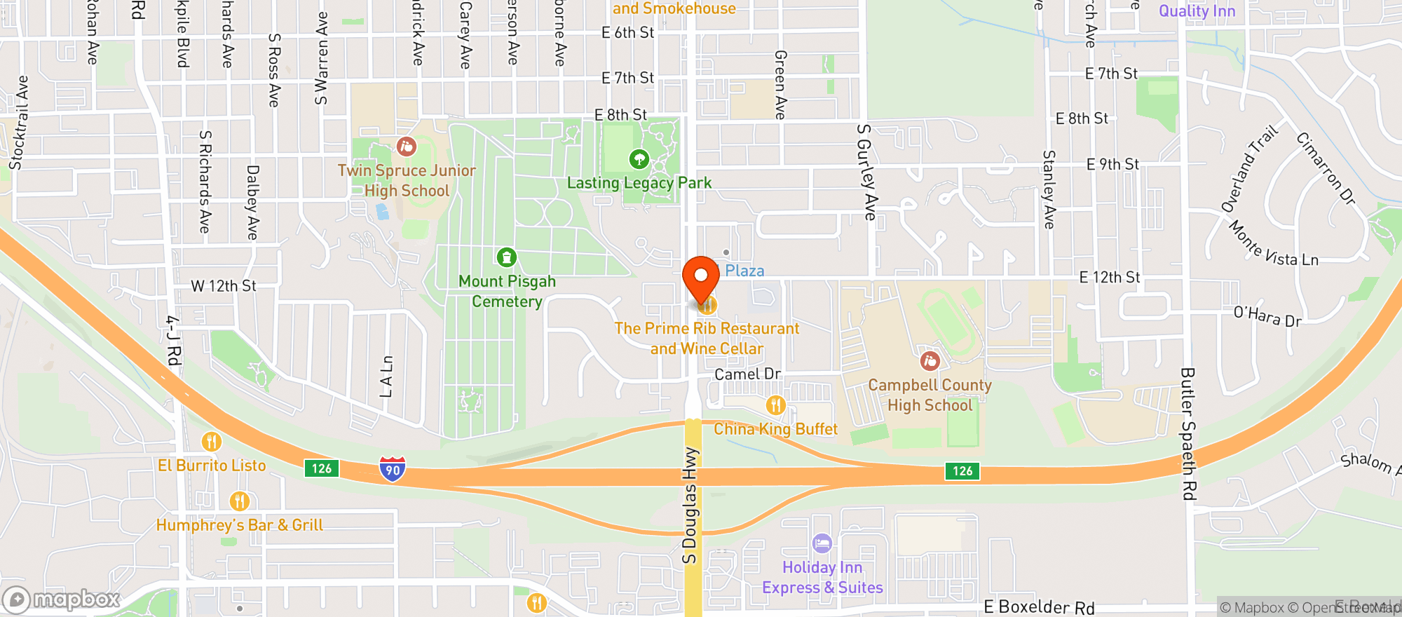 Map showing Prime Rib