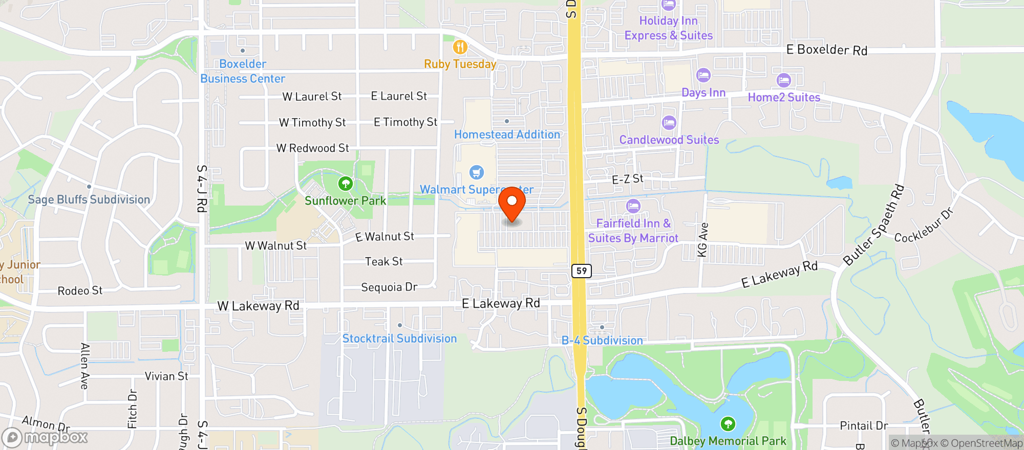 Map showing Buffalo Wild Wings Gril #596