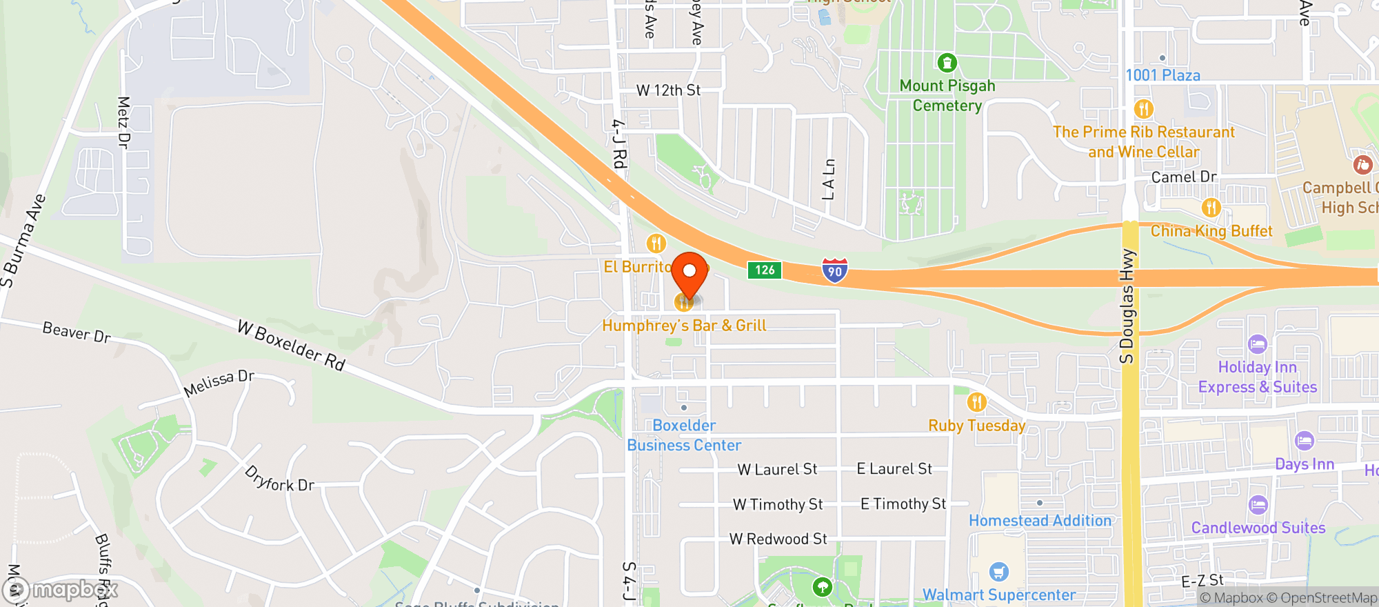 Map showing Humphrey S Bar   Grill