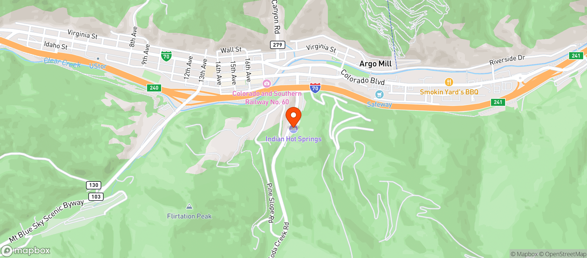 Map showing Ihs Shop Llc - Idaho Springs - Creek Road