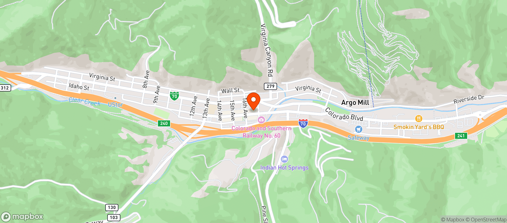 Map showing Ology Emporium - Idaho Springs - Miner St