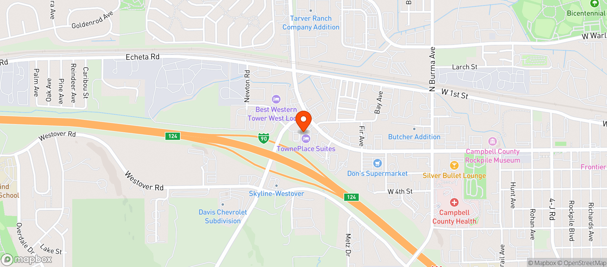 Map showing Towneplace Suites 72163E