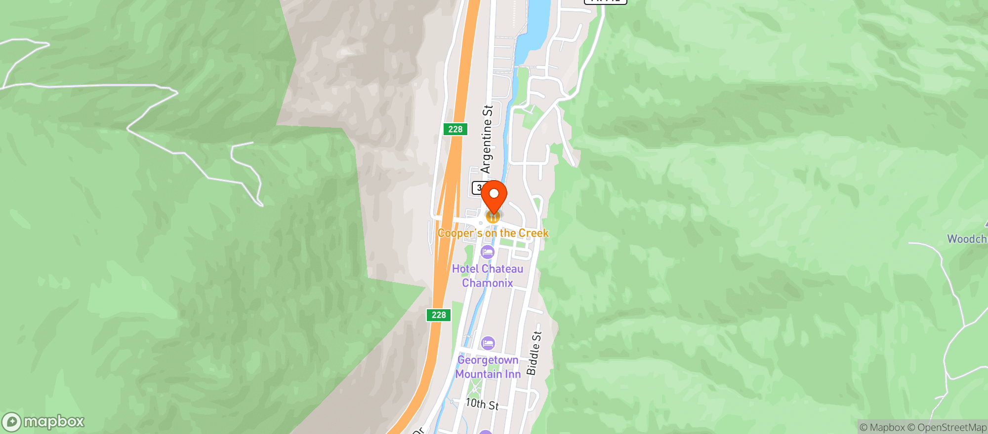 Map showing Cooper's On The Creek